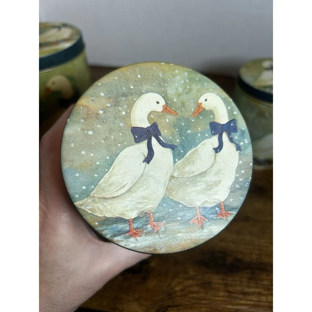 Vintage Winter Geese Tins Set of 3 Christmas Around the World Holiday Canisters